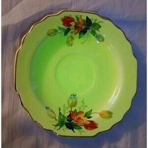 Antique/Vtg Uranium Glazed WS George Canary Yellow Lido Saucer GEO206
